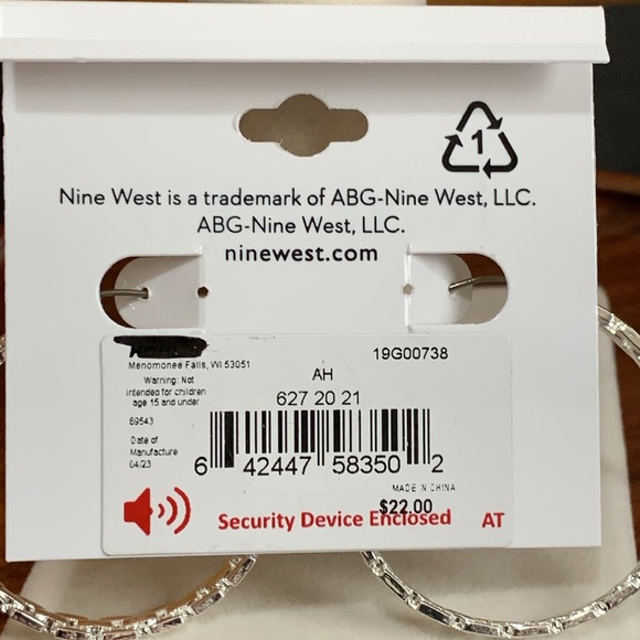 NWT Nine West silver tone hoop earrings - Picture 3 of 3